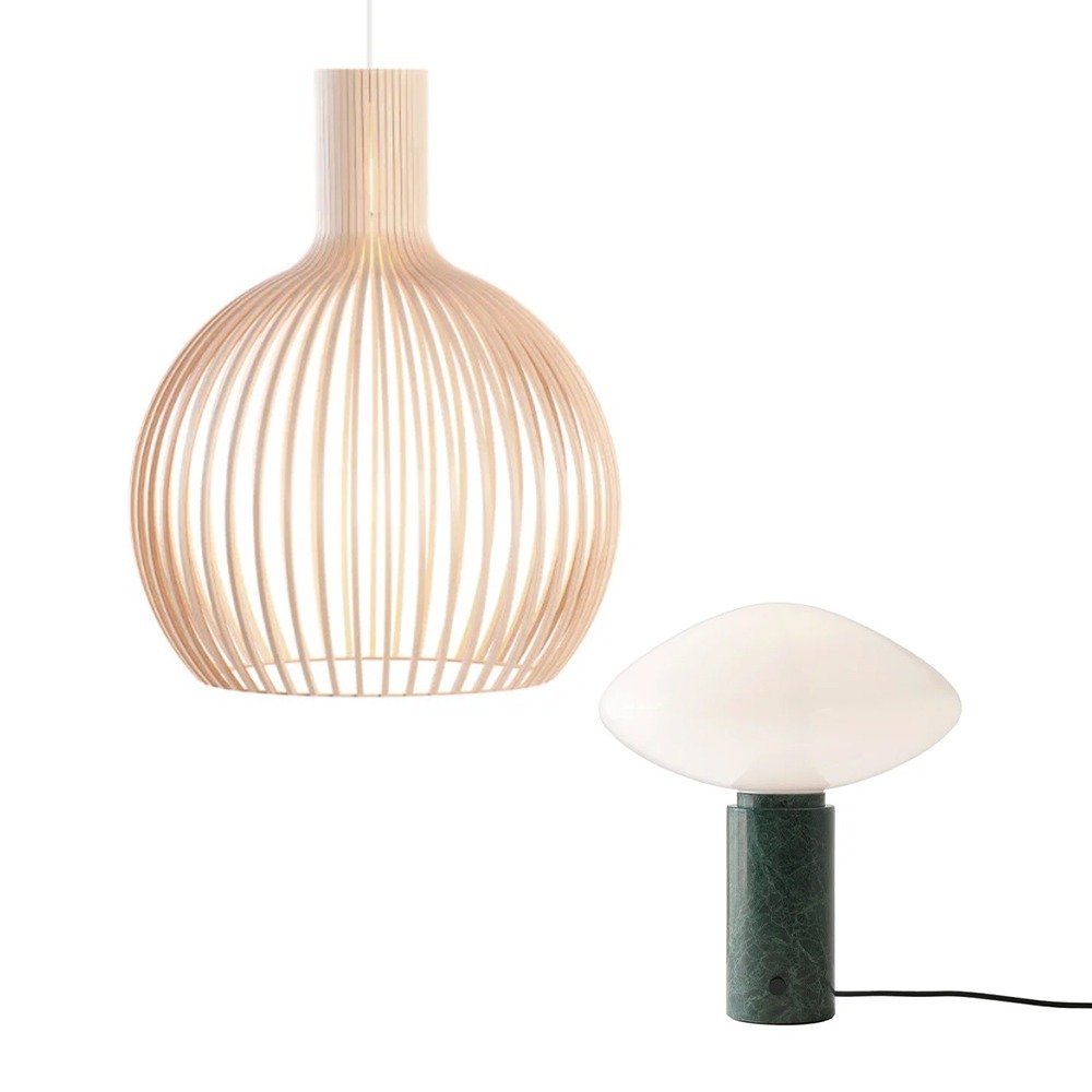 The Secto Octo 4240 Pendant Light & The &Tradition Mist AP17 Table Lamp The Secto Octo 4240 Pendant Light & The &Tradition Mist AP17 Table Lamp