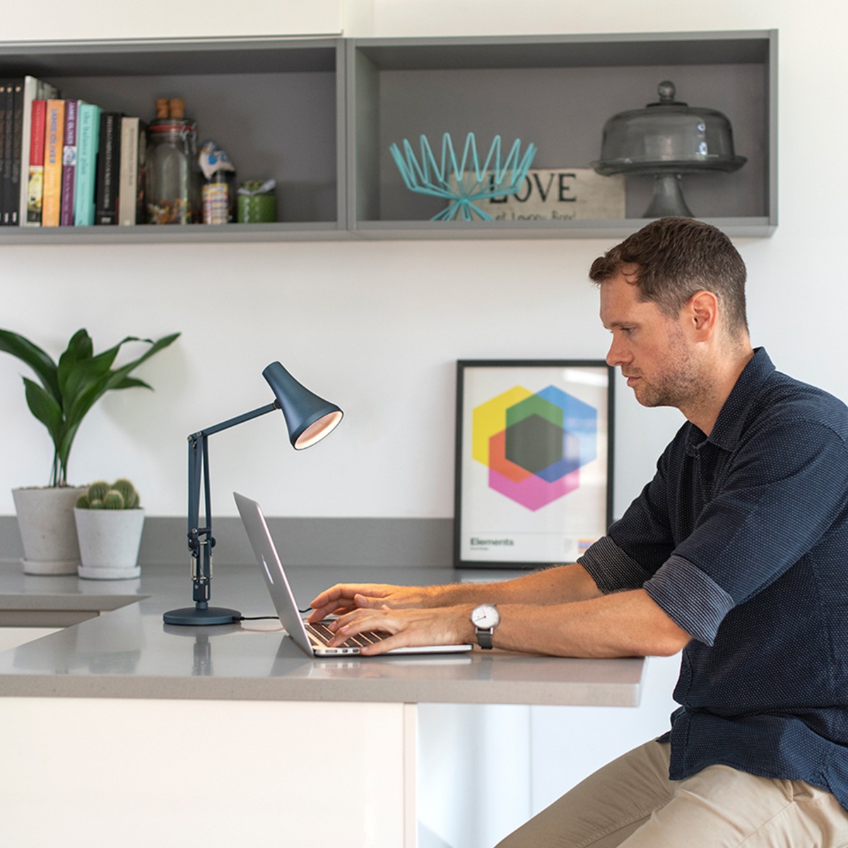 Anglepoise Type 90 Mini Mini LED Table Lamp in Steel Blue Anglepoise Type 90 Mini Mini LED Table Lamp in Steel Blue