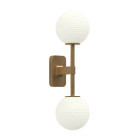 Astro Tacoma Twin Globe Wall Light Antique Brass Globe Ribbed White