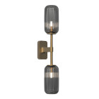 Astro Tacoma Twin Reed Wall Light Antique Brass Reed Ribbed Smoke