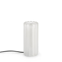 Tom Dixon Press Frosted Table Lamp - silver cap, off