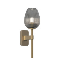 Astro Tacoma Single Tulip Wall Light Antique Brass Tulip Ribbed Smoke
