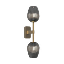 Astro Tacoma Twin Tulip Wall Light Antique Brass Tulip Ribbed Smoke