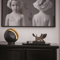 Oluce Eva LED Table Lamp Lifestyle Side Table