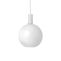 Ferm Living Collect Low Socket Pendant Glass Sphere White Opal