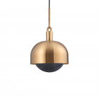 Buster + Punch Forked Shade + Globe Pendant Large Smoked Glass Brass Shade