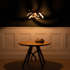 Tom Raffield Skipper Pendant Small Walnut Above Table Illuminated