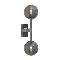 Astro Tacoma Twin Globe Wall Light Polished Chrome Globe Ribbed Smoke
