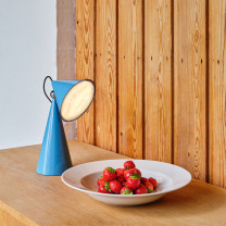 Tom Dixon Pose LED Portable Lamp Baby Blue on Table