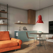 Anglepoise Original 1227 Giant Pendant Light Red in Dining Area