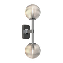 Astro Tacoma Twin Globe Wall Light Polished Chrome Globe Ribbed Clear