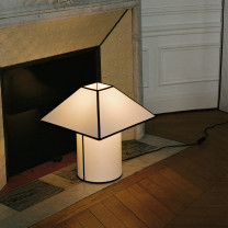 HAY Ava Pyramid Table Lamp Lifestyle Fireplace