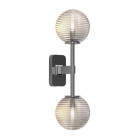 Astro Tacoma Twin Globe Wall Light Polished Chrome Globe Ribbed Clear