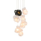Bocci 100 Series LED Random Multiple Pendant 7 Clear with Grey
