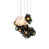 Bocci 100 Series LED Random Multiple Pendant 7 Grey with Clear