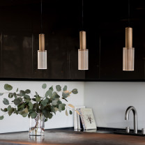 J. Adams Flume 80 Pendant Antique Brass in Kitchen