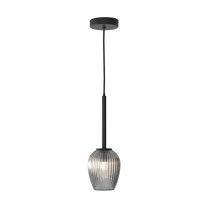 Astro Tacoma Pendant Matt Black Tacoma Tulip Ribbed Smoke