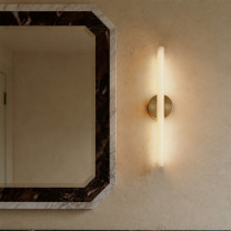 Tala Kilter 2.0 Wall Light Brushed Brass Beside Mirror