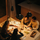 Marset Pleat Box 13 LED Pendant Lifestyle Dining Table 3