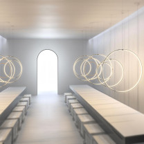 Panzeri Zero Round Vertical LED Pendant Lifestyle Commercial