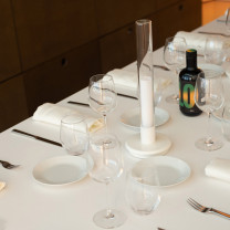 Santa & Cole Sylvestrina LED Table Lamp White in Restaurant