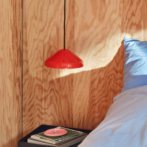 HAY Pao Steel Pendant Red Beside Bed