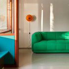 HAY Matin Wall Light Yellow Behind Sofa