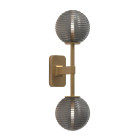 Astro Tacoma Twin Globe Wall Light Antique Brass Globe Ribbed Smoke