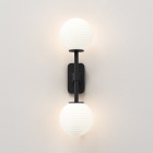 Astro Tacoma Twin Wall Light Matt Black Ribbed Glass Shade