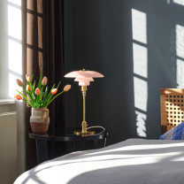 PH 3/2 Pale Rose Table Lamp on bedside table