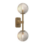 Astro Tacoma Twin Globe Wall Light Antique Brass Globe Ribbed Clear