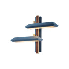 Bert Frank Rinato LED Double Wall Light Right Brushed Brass Blue