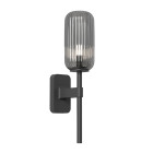 Astro Tacoma Single Reed Wall Light Matt Black Reed Ribbed Smoke