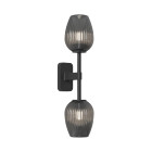 Astro Tacoma Twin Tulip Wall Light Matt Black Tulip Ribbed Smoke