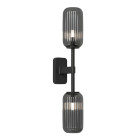 Astro Tacoma Twin Reed Wall Light Matt Black Reed Ribbed Smoke