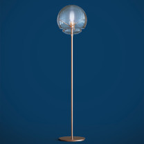 Artemide Vitruvio Floor Lamp Brass on Blue Background