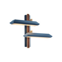 Bert Frank Rinato LED Double Wall Light Left Brushed Brass Blue