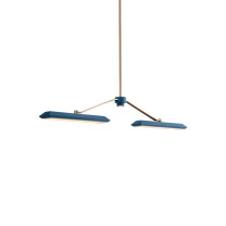 Bert Frank Rinato LED Linear Chandelier 2 Brushed Brass Blue