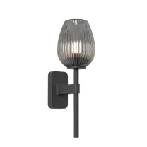Astro Tacoma Single Tulip Wall Light Matt Black Tulip Ribbed Smoke