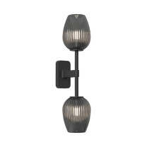 Astro Tacoma Twin Tulip Wall Light Matt Black Tulip Ribbed Smoke