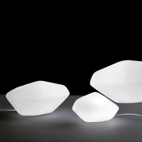 Oluce Stones Outdoor Floor Lamp Group In Situ