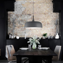 Northern Acorn Pendant Grey above dining room table