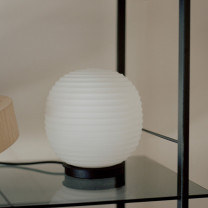 New Works Globe Lantern Table Lamp close up on shelf