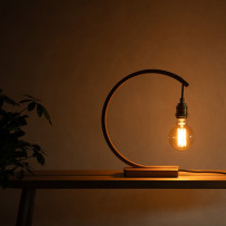 Tom Raffield Hanter Table Lamp on Table in Dark