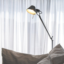 Artemide Tolomeo Reading LED Floor Lamp Beside Sofa