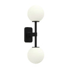 Astro Tacoma Twin Globe Wall Light Matt Black Globe Ribbed White