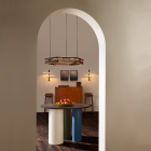 Bert Frank Colt Hexagon LED Chandelier - Bronze Above Table