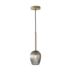 Astro Tacoma Pendant Antique Brass Tacoma Tulip Ribbed Smoke