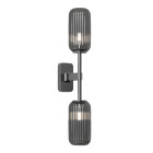 Astro Tacoma Twin Reed Wall Light Polished Chrome Reed Ribbed Smoke