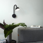Northern Blush Wall Light Black above sofa